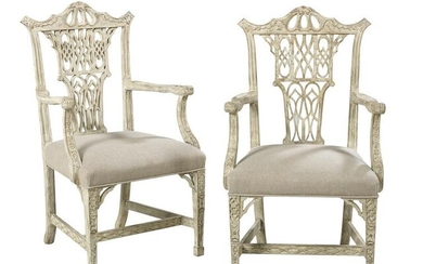 Pair of George III-Style Polychromed Armchairs