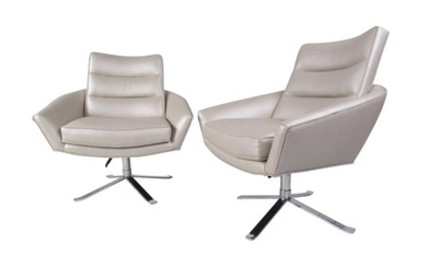 Pair of Modern Swivel Lounge Chairs