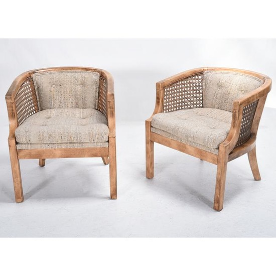 Pair of Provincial Bleached Mahogany Bucket Chairs
