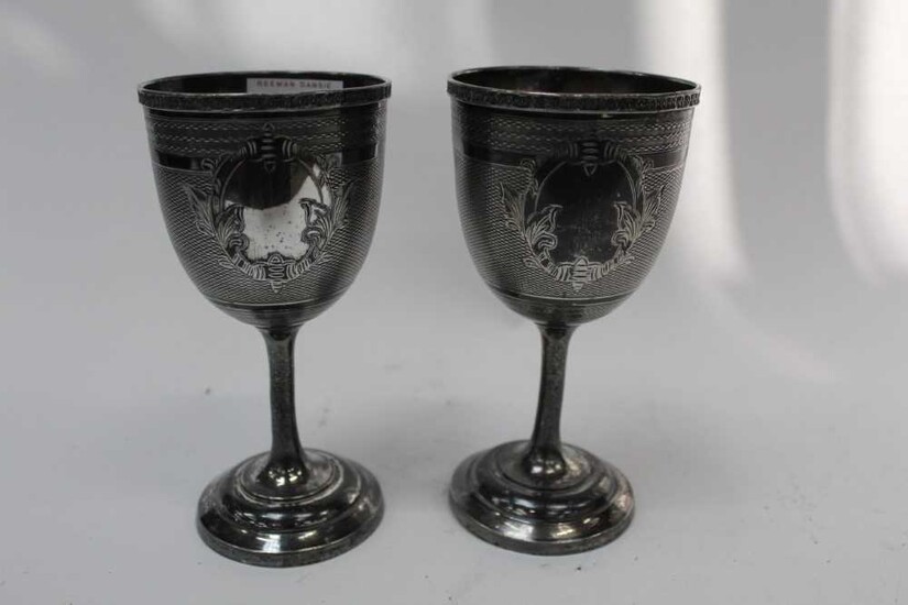 Pair of silver plated goblets