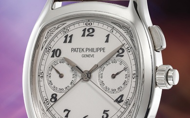 Patek Philippe, Ref. 5950A-001 A freshly unsealed and rare stainless steel single button split-seconds chronograph wristwatch with additional solid caseback, certificate of origin and presentation box