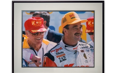 Paul Newman with Nigel Mansell, Framed Racing Photograph