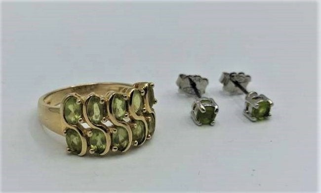 Peridot Stud Earrings & Peridot .925 Sterling Ring