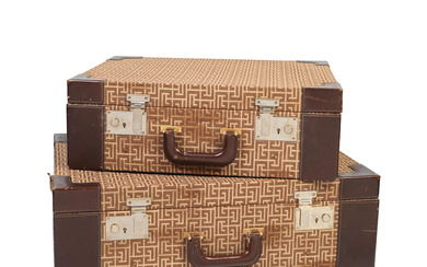 Pierre Balmain: a Graduated Set of Two Brown Suitcases 1980s