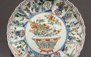 Plate - Porcelain - Magnificent Doucai Penzai plate -Dreaming lady - Man in boat - China - Kangxi (1662-1722)