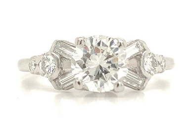 Platinum diamond engagement ring Round brilliant 1.04 H