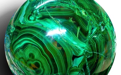 Polished Malachite Sphere Botryoidal - Height: 92 mm - Width: 92 mm- 1315 g