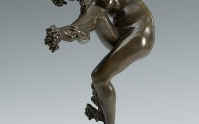 RENÃ‰ PAUL MARQUET (Port Louis, France, 1875-1939). "Dance of the wine". Bronze. Marble pedestal.