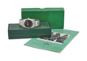 ROLEX. A RARE STAINLESS STEEL AUTOMATIC WRISTWATCH WITH SWEEP CENTRE SECONDS, BRACELET, BROCHURES AND BOX, SIGNED ROLEX, OYSTER PERPETUAL, EXPLORER, REF. 6610, CASE NO. 168’800, CIRCA 1956