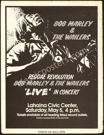 Rare Bob Marley Hawaii Handbill