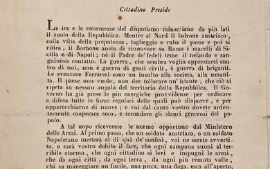 Repubblica Romana, circolare di due pagine del ministro dell'interno Aurelio Saffi del 25 febbraio 1849