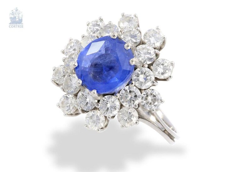 Ring: high quality vintage sapphire/brilliant lady's ring, ca. 4,7ct