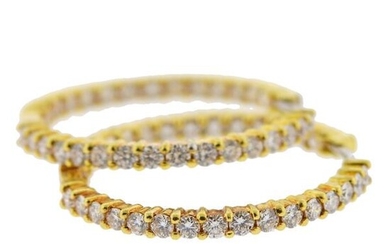 Roberto Coin 18k Gold Inside Out Diamond 30mm Hoop