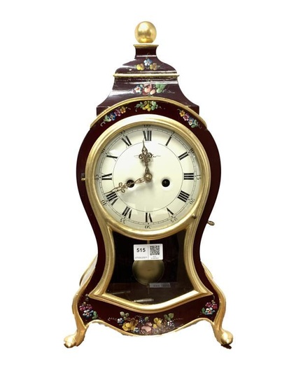 Rococo style eight day mantle clock of cartouche form,...
