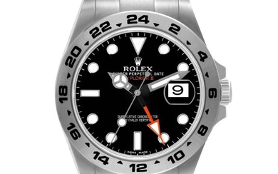 Rolex Explorer II 42 Black Dial Orange Hand Steel Mens Watch