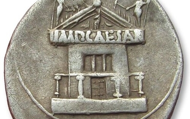 Roman Empire. Octavian as Augustus. Silver Denarius,Uncertain Italian mint 29-27 B.C.