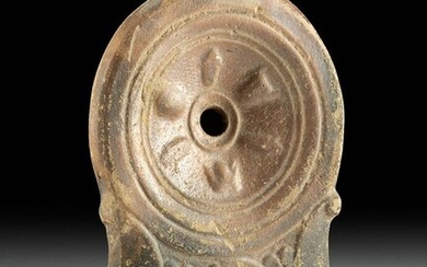 Roman Pottery Double Spouted Oil Lamp