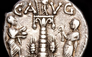 Roman Republic - Denarius - C. Minucius Augurinus 135 - C·A – VG Ionic column surmounted by statue. - Silver