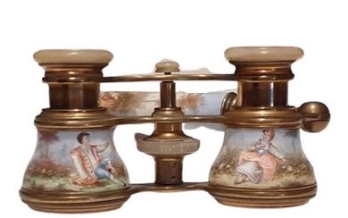 Romeo Ghisotti - Binoculars, depicting galant scenes - Neoclassical - Porcelain - 19th century