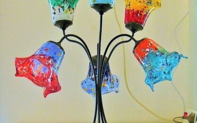 Rubelli Vetri D'Arte - Six lights lamp in glass and murrine.