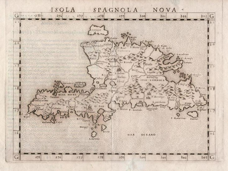 Ruscelli: 1561 Ptolemy Atlas Map of Hispaniola