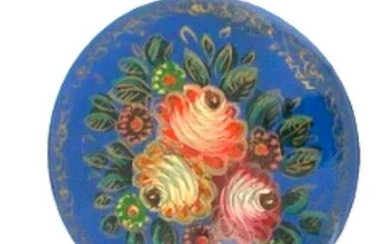 Russian Hand-painted Wooden Flower Brooch
