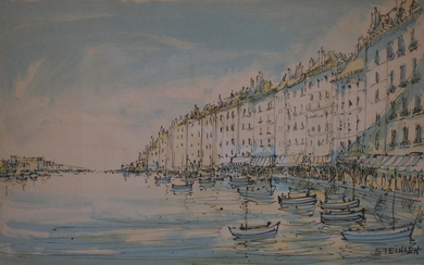 STEINLEN « Les quais à Venise » dessin...