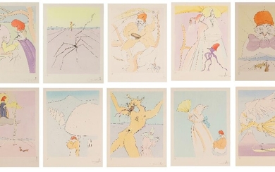 Salvador Dali, Spanish 1904-1989, Japanese Fairy Tales [Field 76-1], 1974; the complete suite of ten dry point etchings with stencil in colours on Arches wove, each signed and numbered from the edition of 175 in pencil, printed by Ateliers Rigal...