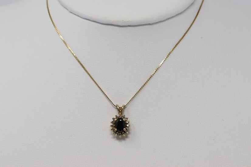 Sapphire Pendant Necklace With Diamonds