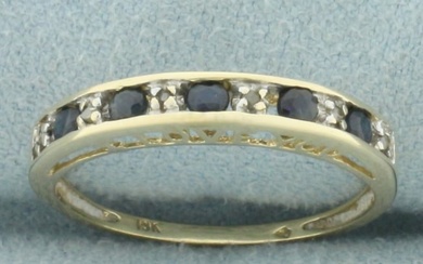 Sapphire and Diamond I Love You Ring in 10k Yellow Gold