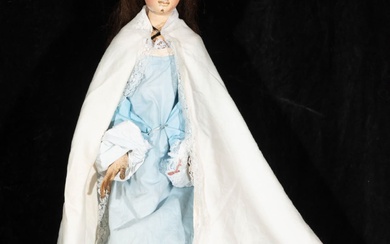 Sculpture de la Vierge à la robe, tête et mains du 18e siècle Sculpture en...