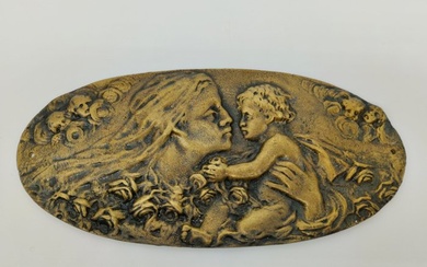 Scuola italiana XIX secolo - Relief, Madonna col bambino - 24 cm - Ormolu