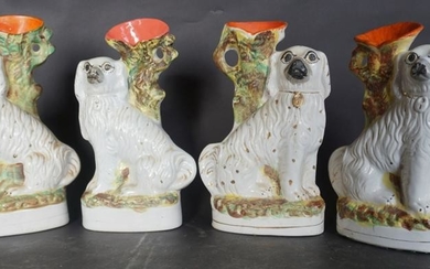 Set Four Antique Staffordshire Spaniel Vases