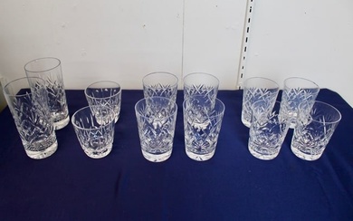 Set of 12 Vintage Cut Crystal Drinking Glasses