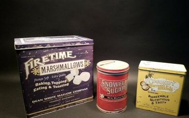 Set of 3 Advertising Tin Boxes Marshmallow Sugar