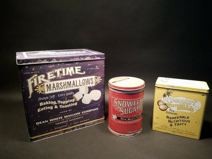 Set of 3 Advertising Tin Boxes Marshmallow Sugar