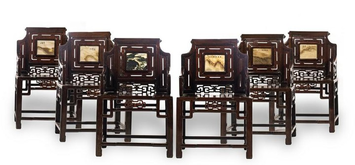 Set of 6 Chinese Hongmu Chairs, 19th Century