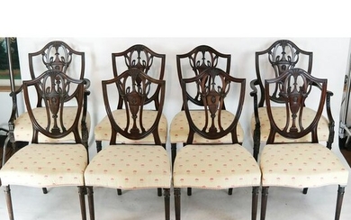 Set of 8 Adam-Style Shield Back Dining Chairs