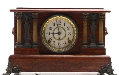 Seth Thomas Adamantine and Rosewood-Grained Mantel Clock, Late 19th Century
