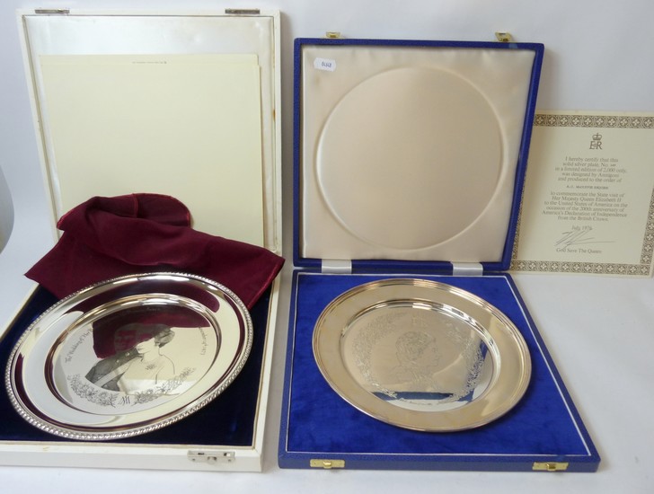 Seven silver Royal Commemorative ltd. ed. dishes, some after...