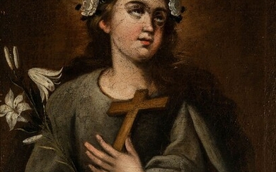 Sevillian school, late seventeenth century. "Saint Rosalia". Oil on canvas.