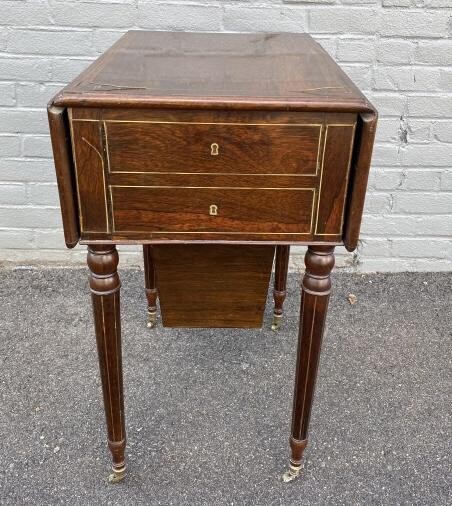Sheraton Style Drop Leaf Banded Inlay End Table