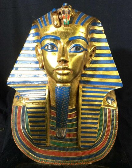 Signed AGI Collectible Gold Leaf Pharaoh Head Bust