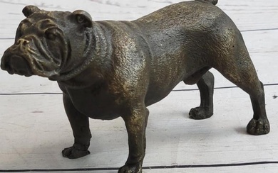 Signed Original Miniature English Bulldog Bronze Sculpture - 3" x 6"