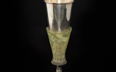 Silver and Roman glass flute, Israel, 20th century Tall...