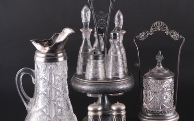 Simpson, Hall, Miller & Co. Castor Set with Pickle Castor, Shakers and Pitcher