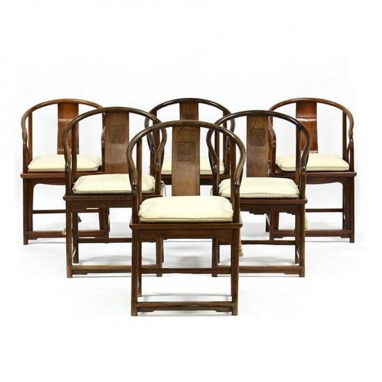 Six Chinese Hardwood Armchairs
