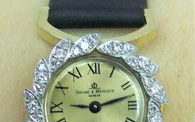 Solid 14k BAUME & MERCIER Ladies Dress Watch w/Diamonds