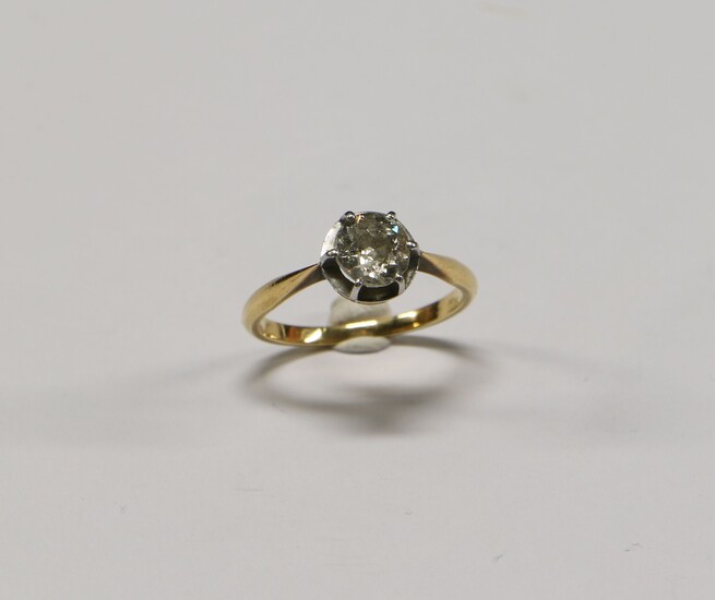 Solitaire ring in gold 750 ‰ set with claws with...