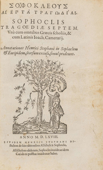 Sophocles. Tragoediæ Septem [graece], [Geneva], Henri Estienne, 1568.